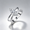 R55135-BMC款S925银镀18K白金马眼形莫桑钻个性张扬订婚戒指3.0ct 3